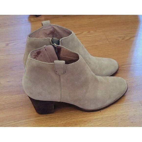 Madewell Billie Leather Suede Taupe Tan Ankle Boots Booties Women's Size 11 - Picture 8 of 10